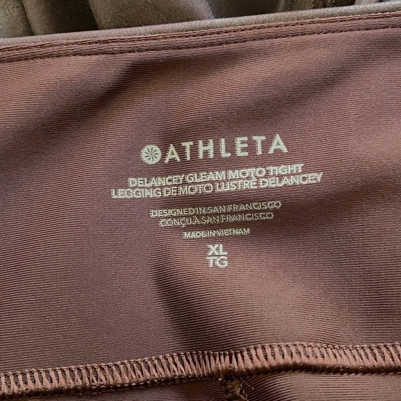 Athleta Delancey Gleam Moto Faux Leather Tights in Decadent Chocolate Sz. XL - Picture 11 of 12